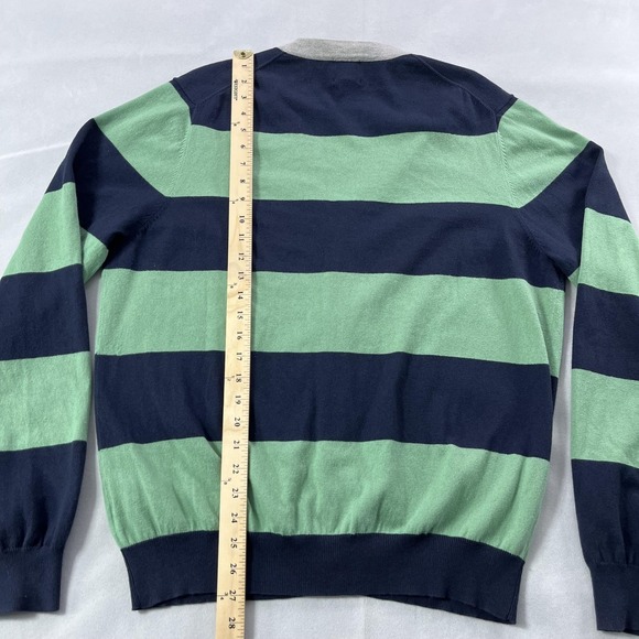 Brooks Brothers Cardigan Sweater Mens XL Navy Green Stripe Cotton Cashmere - Picture 11 of 12